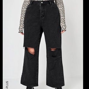 Plus Size Black Wide Leg Jeans